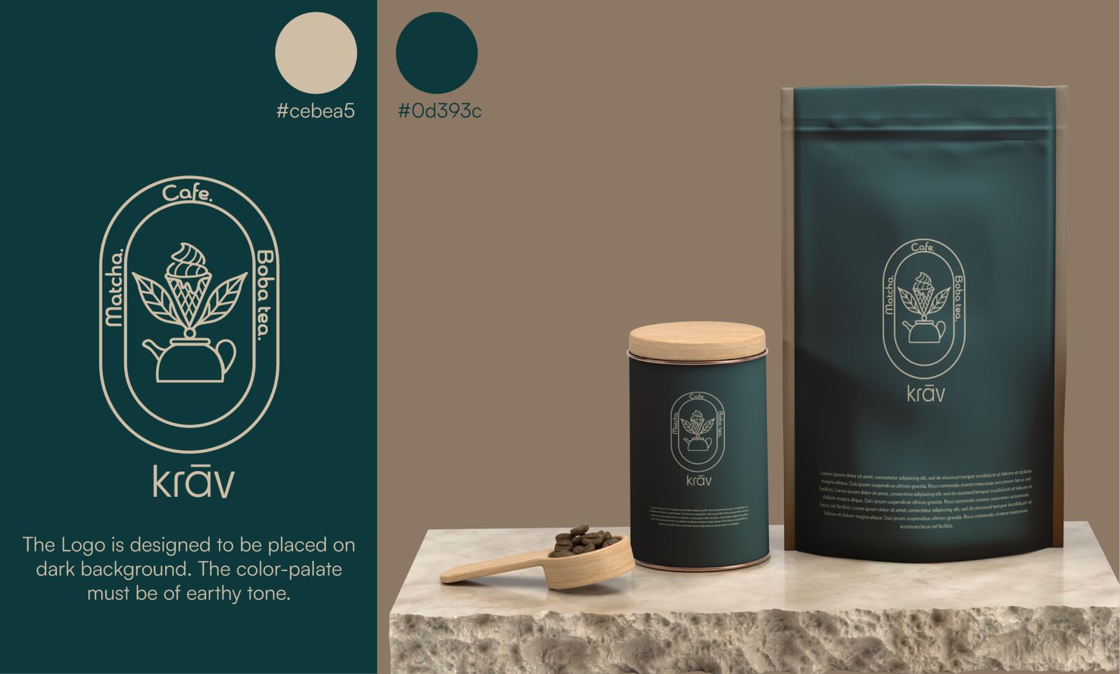 Krāv Identity — Cafe brand + packaging system for a matcha, boba & coffee shop, by Nixce Tech