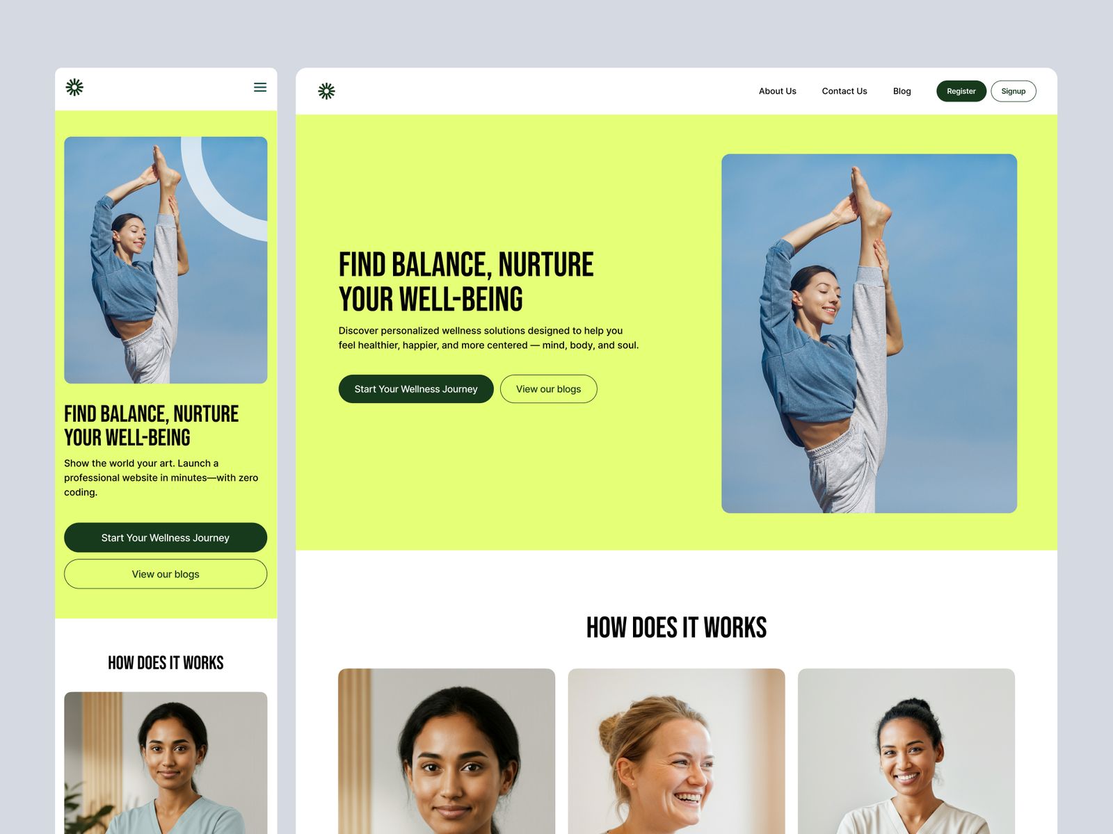 Wellness Platform — Booking-first website design for a wellness & yoga studio, by Nixce Tech