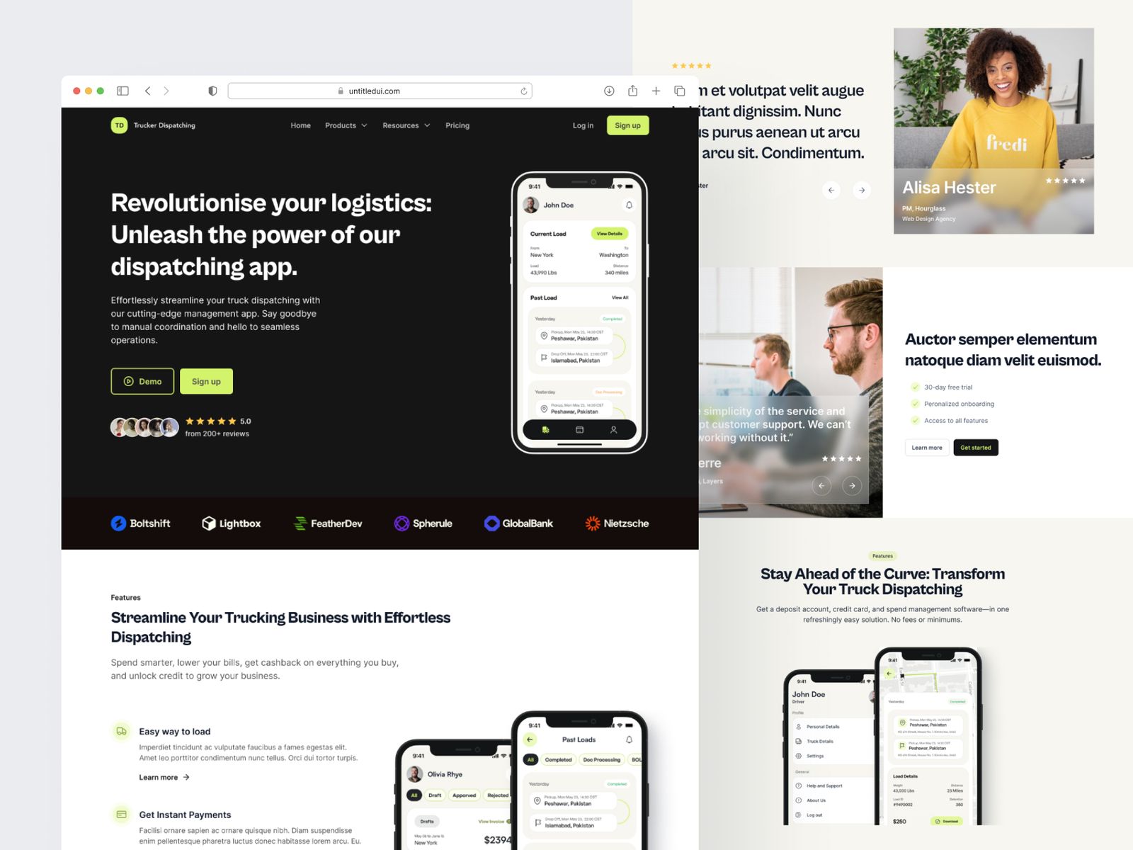 Trucker Dispatching — Website — Marketing site + product dashboard for the same platform, by Nixce Tech
